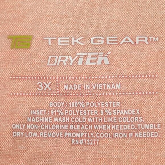 TEK GEAR Plus Size  ATHLETIC PEACH TOP WIH DRYTEK 3X - Picture 7 of 10